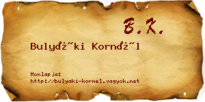 Bulyáki Kornél névjegykártya